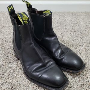 R. W. Williams, Black Leather Chelsea Ankle Boots. Made in Australia. Roomy.